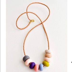 Leif Color Curator Necklace: Clay Beads on Leather